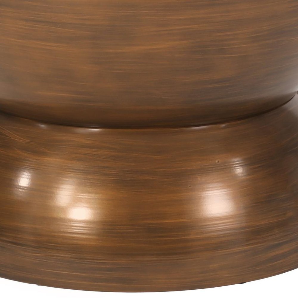 Antiqued Silver Iron Round Hourglass End Table - 24-inch