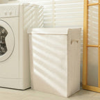 Off White Wicker Free Standing Single Door Linen Cabinet - 9-inch