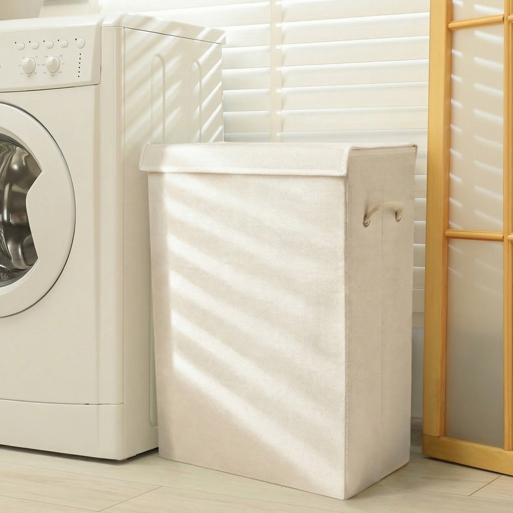 Off White Wicker Free Standing Single Door Linen Cabinet - 9-inch