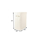 Off White Wicker Free Standing Single Door Linen Cabinet - 9-inch