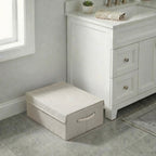 Off White Wicker Free Standing Single Door Linen Cabinet - 10-inch