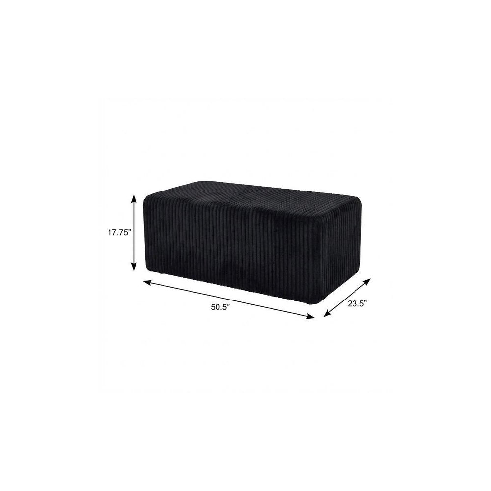Black Corduroy Ottoman - 51-inch