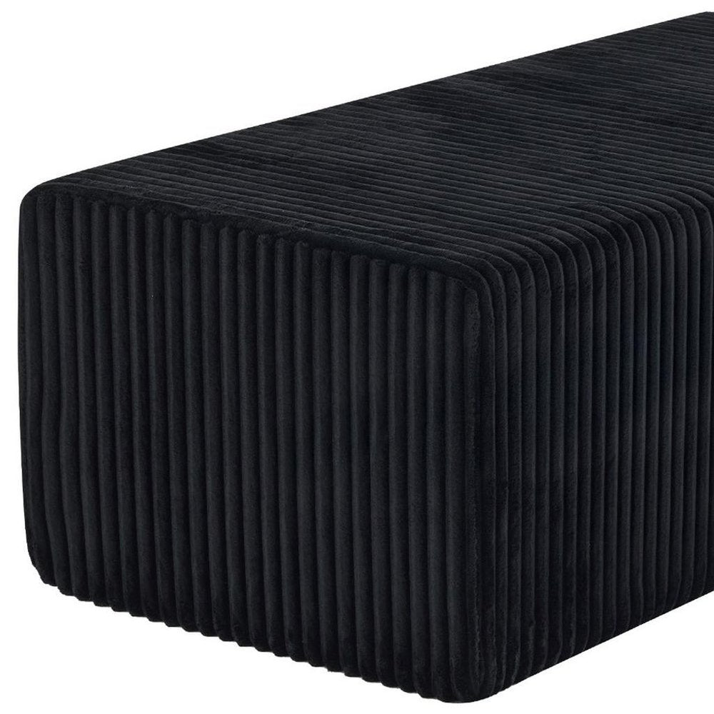Black Corduroy Ottoman - 51-inch