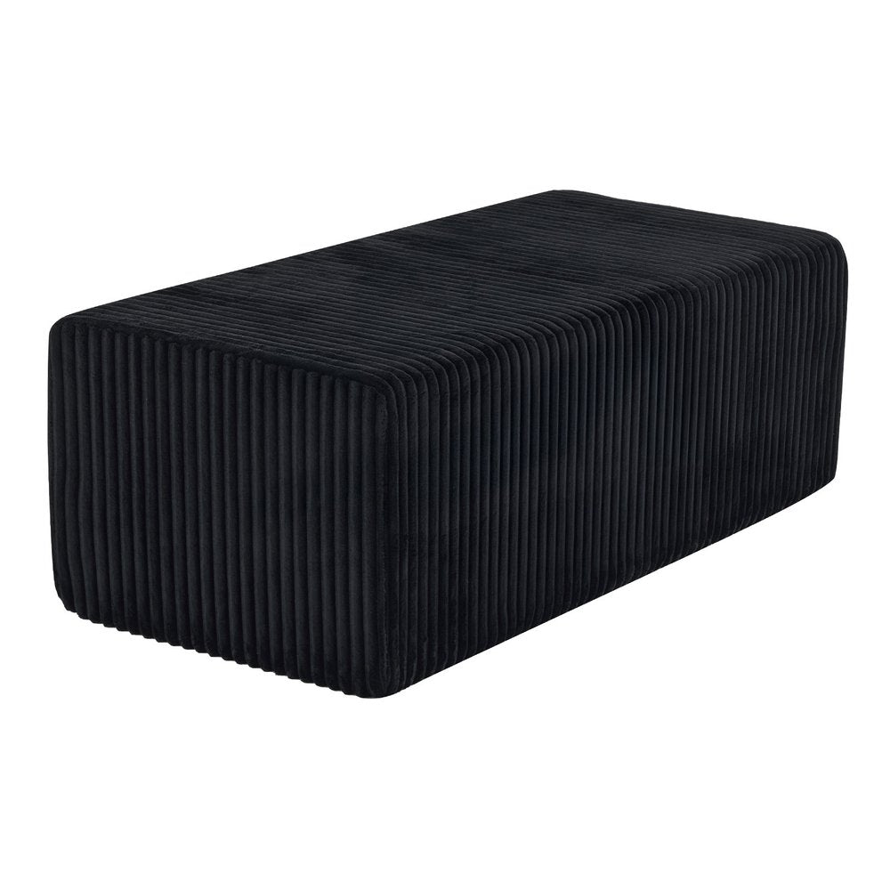 Black Corduroy Ottoman - 51-inch