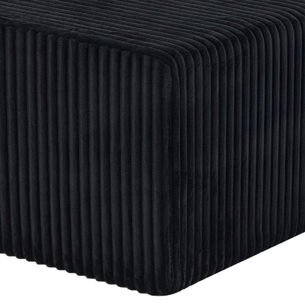 Black Corduroy Ottoman - 51-inch