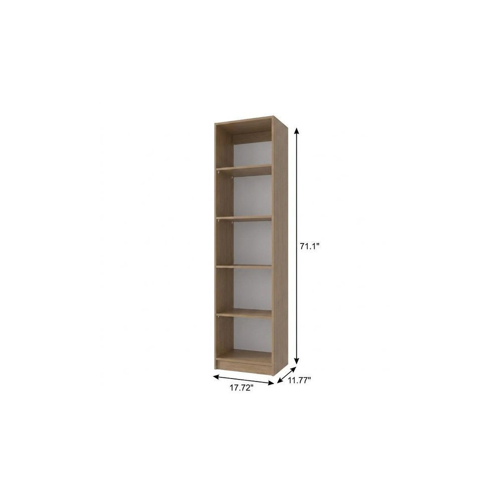 Natural Wood Five Tier Bookcase - 71-inch
