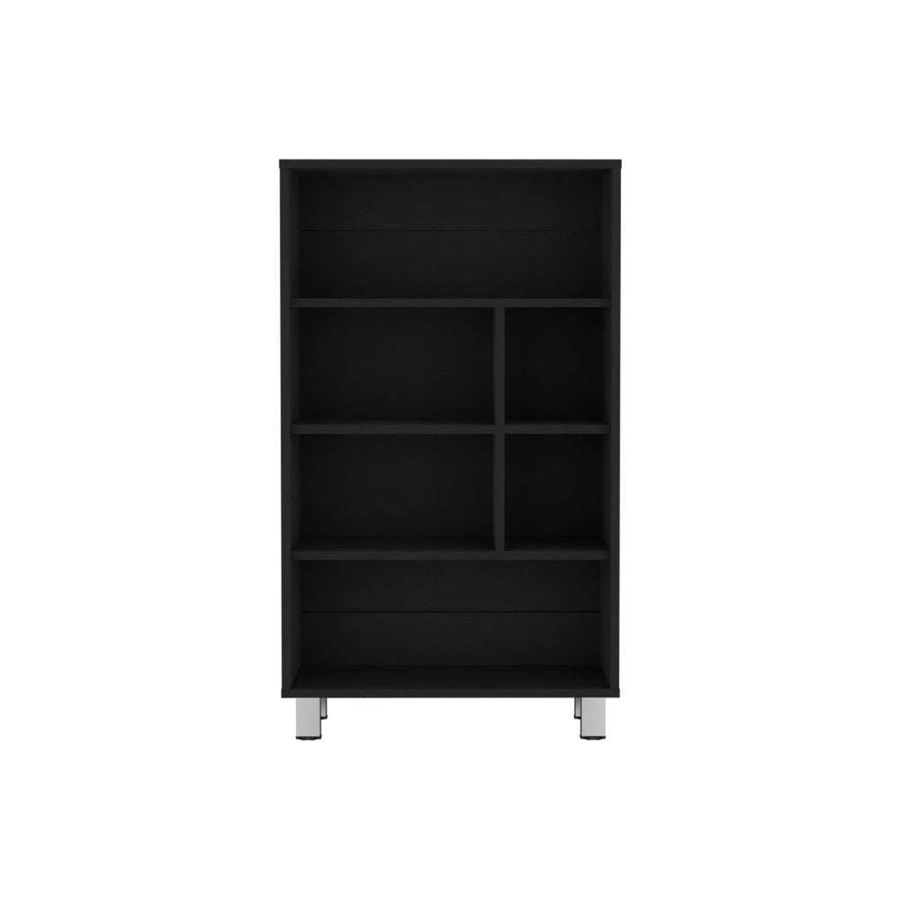 Black Wood Six Tier Bookcase - 41-inch