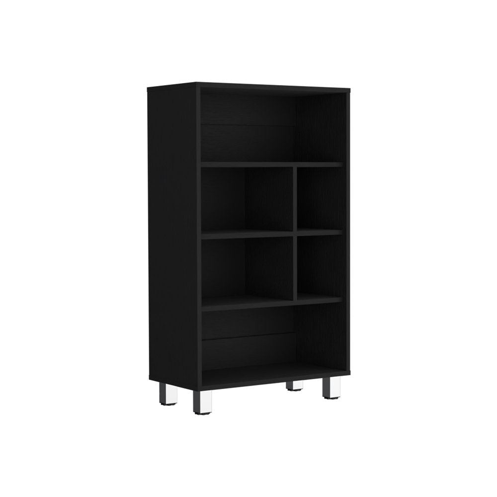 Black Wood Six Tier Bookcase - 41-inch