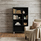 Black Wood Six Tier Bookcase - 41-inch