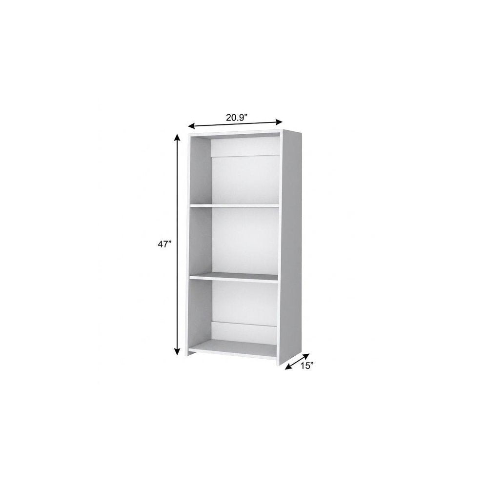 White Wood Three Tier Bookcase - 47-inch