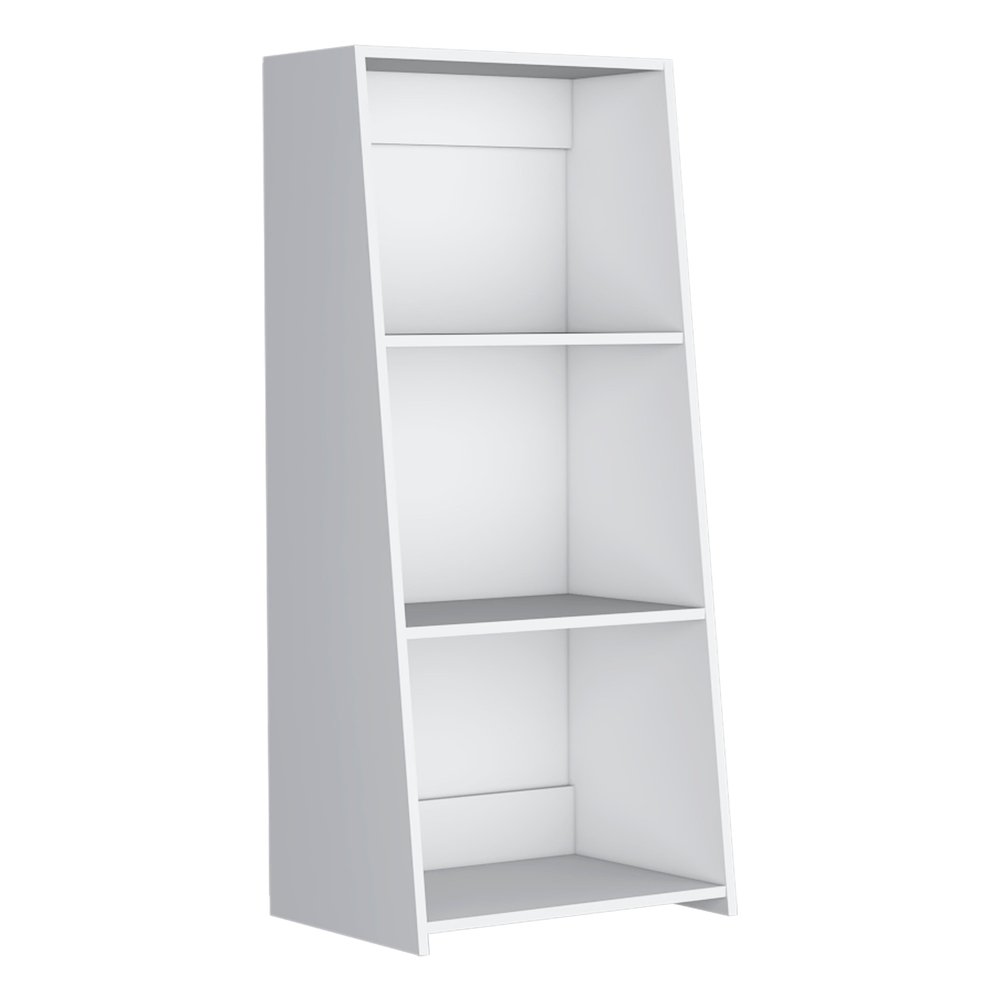 White Wood Three Tier Bookcase - 47-inch