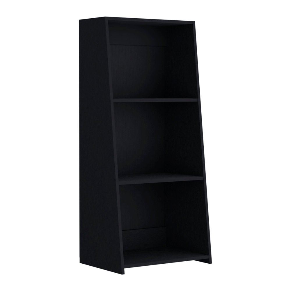 Black Wood Three Tier Bookcase - 47-inch