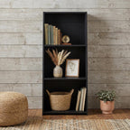 Black Wood Three Tier Bookcase - 47-inch