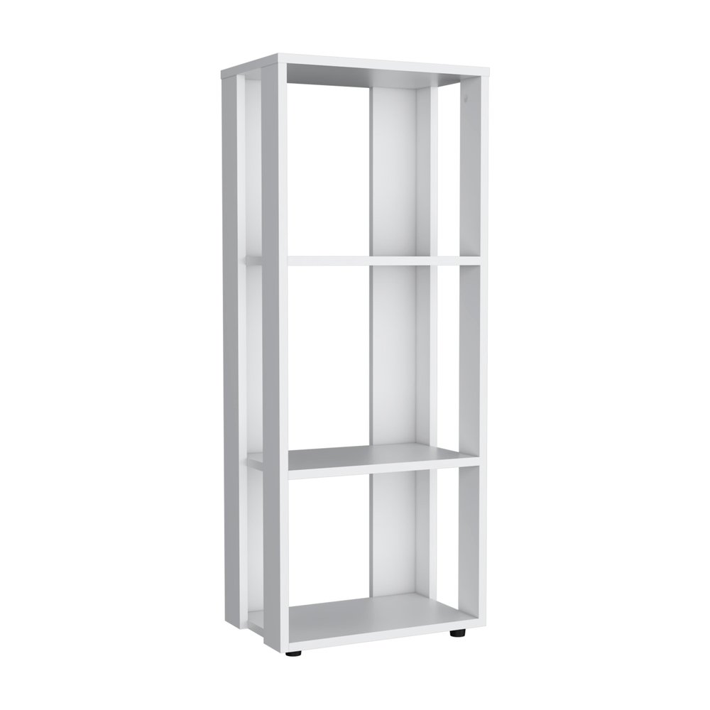 White Wood Three Tier Bookcase - 39-inch