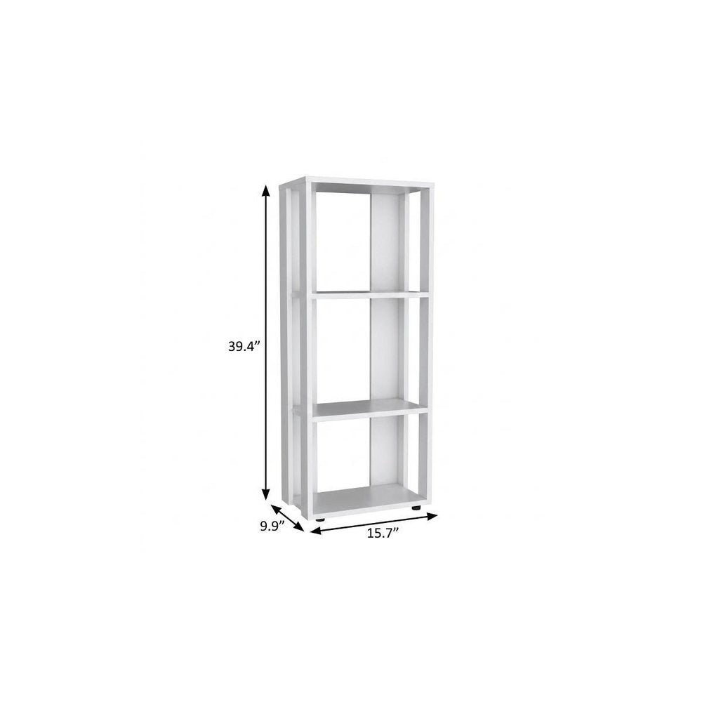 White Wood Three Tier Bookcase - 39-inch