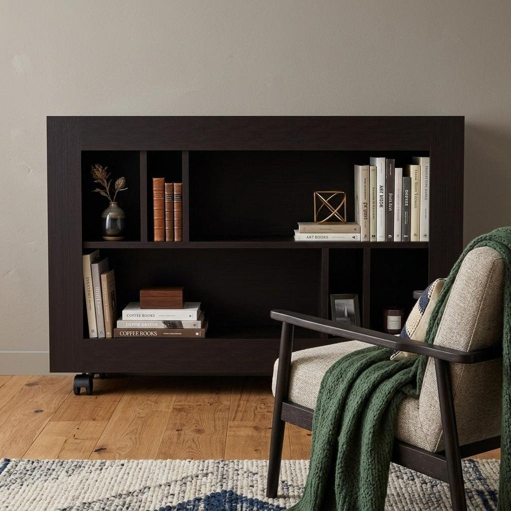 Black Wood Five Tier Bookcase - 25-inch