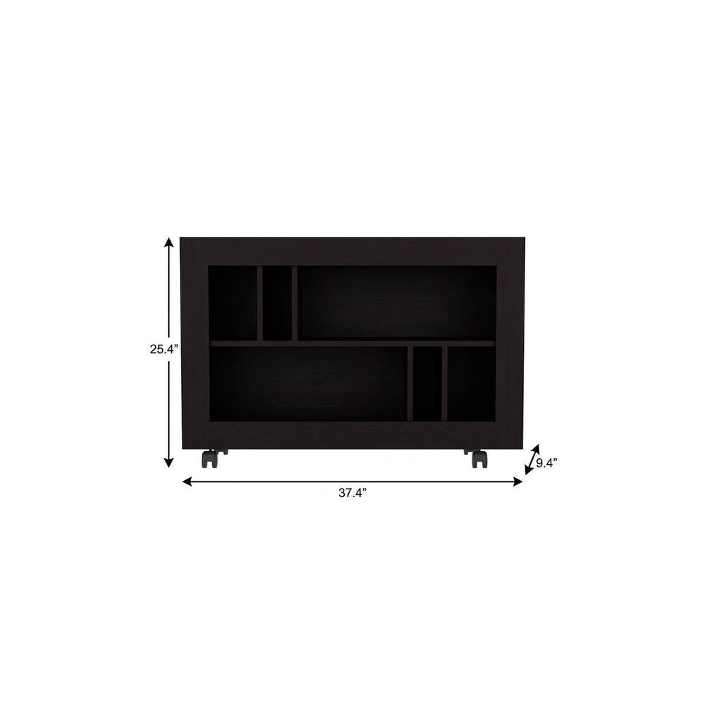 Black Wood Five Tier Bookcase - 25-inch