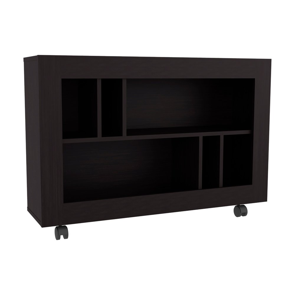 Black Wood Five Tier Bookcase - 25-inch