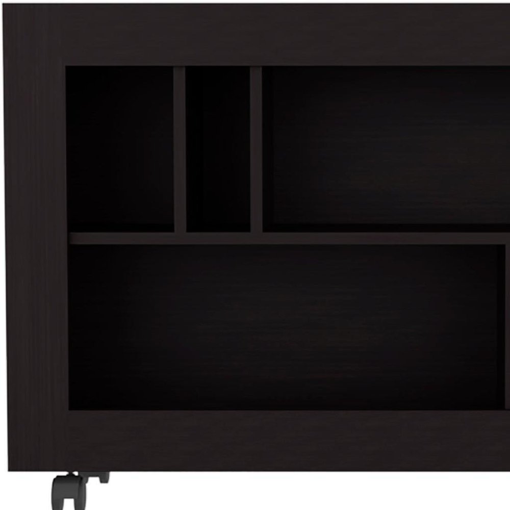 Black Wood Five Tier Bookcase - 25-inch