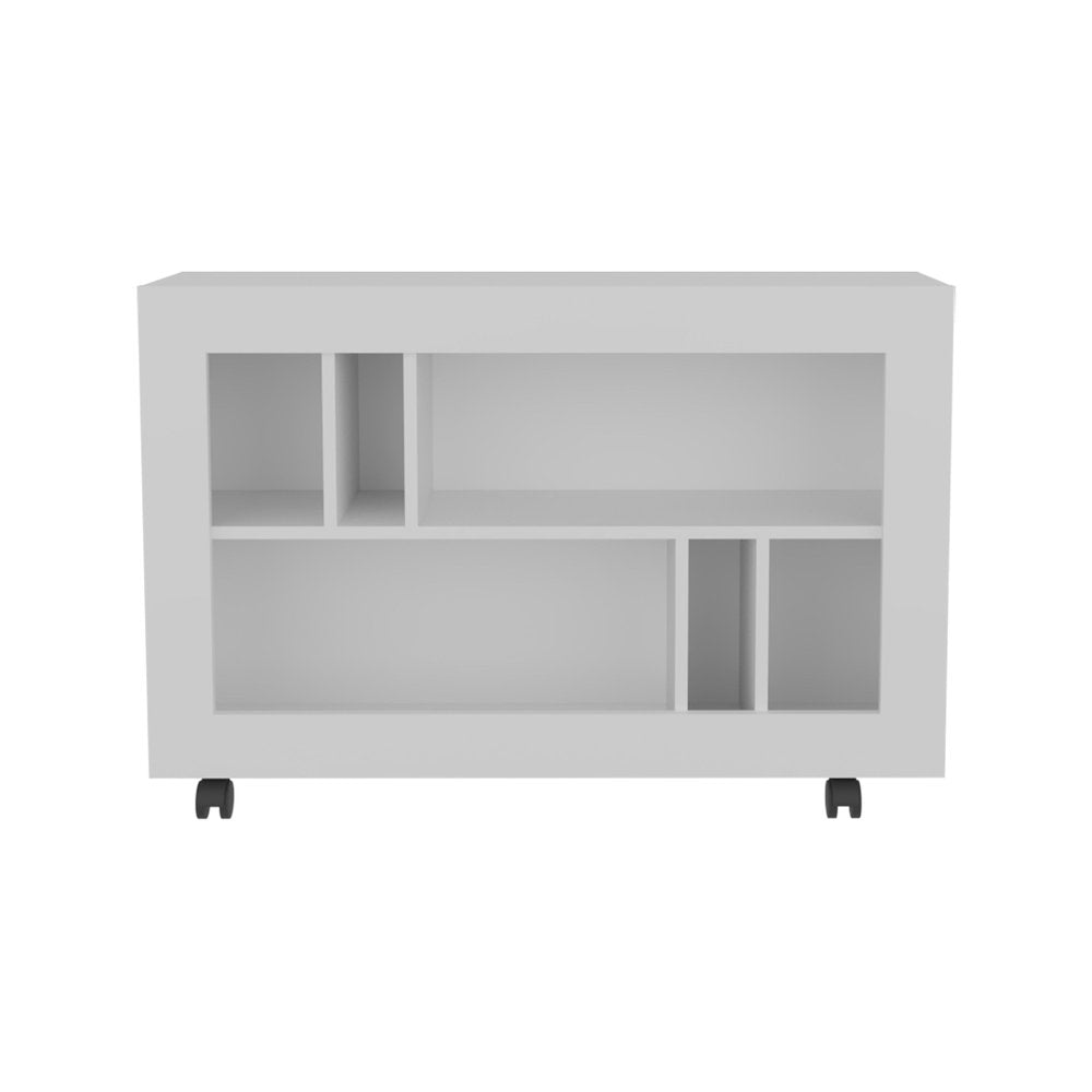 White Wood Five Tier Bookcase - 25-inch