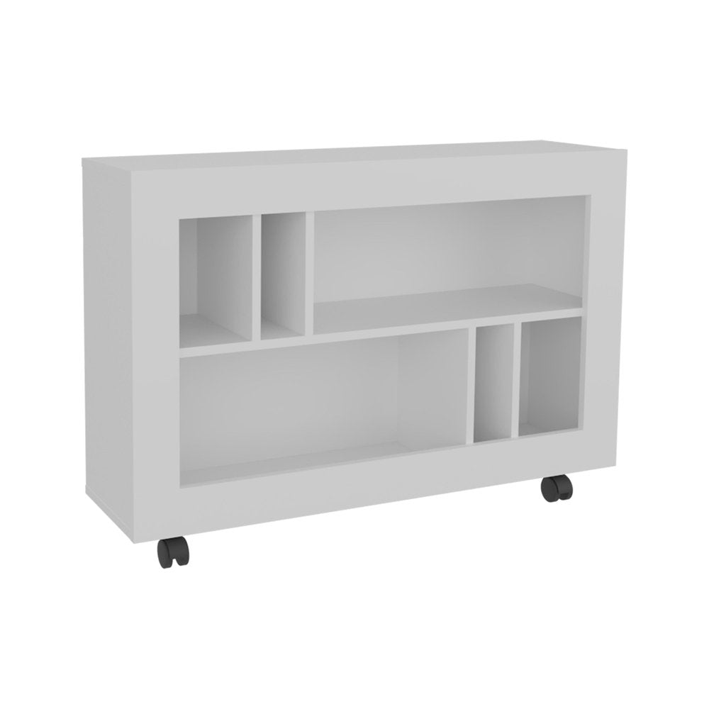 White Wood Five Tier Bookcase - 25-inch