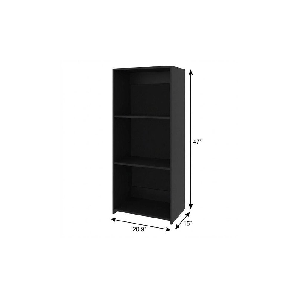 Black Wood Three Tier Bookcase - 47-inch