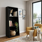Black Wood Three Tier Bookcase - 47-inch