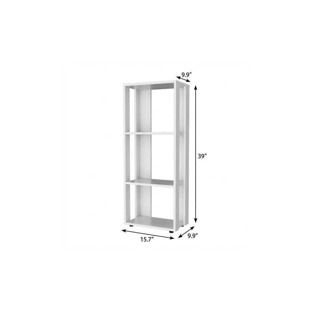 White Wood Three Tier Bookcase - 39-inch