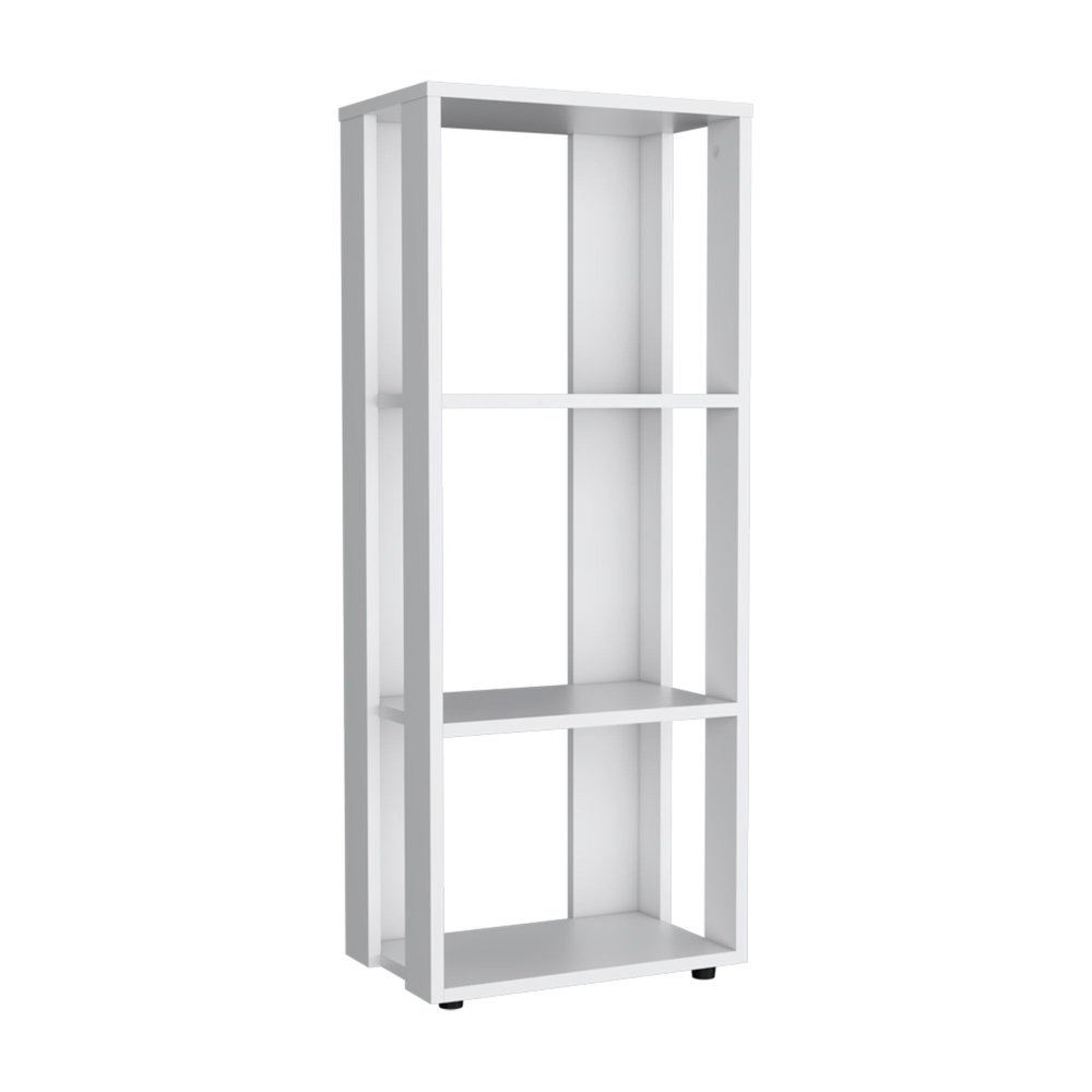 White Wood Three Tier Bookcase - 39-inch