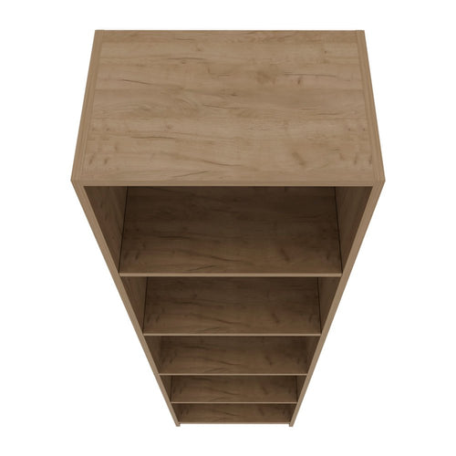 Beige Wood Five Tier Bookcase - 71-inch