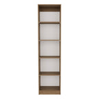 Beige Wood Five Tier Bookcase - 71-inch