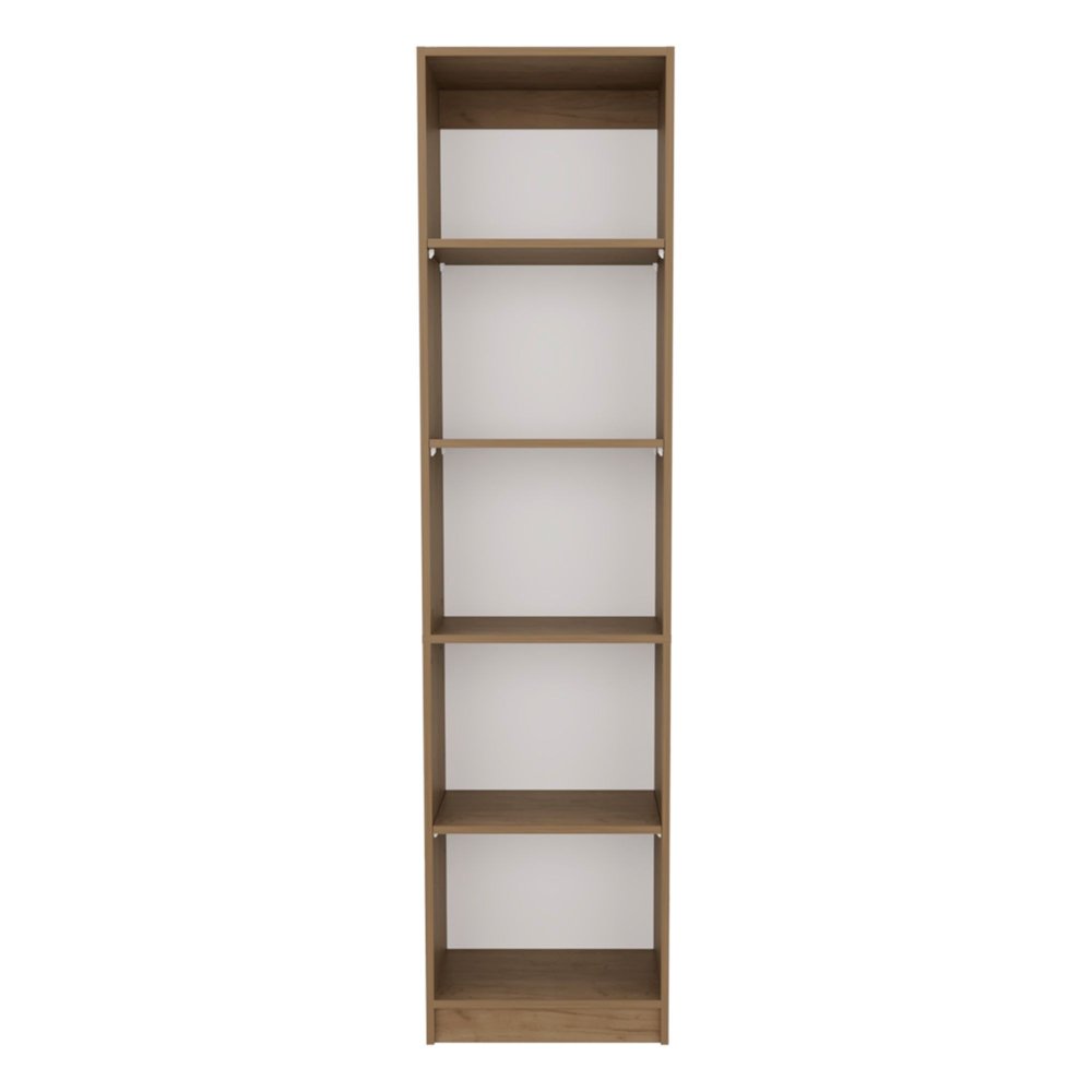 Beige Wood Five Tier Bookcase - 71-inch