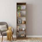 Beige Wood Five Tier Bookcase - 71-inch
