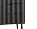 Black Wood Ribbed Texture Three Drawer Nightstand with USB Port - 30-inch