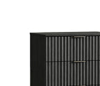 Black Wood Ribbed Texture Three Drawer Nightstand with USB Port - 30-inch