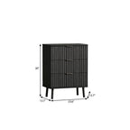 Black Wood Ribbed Texture Three Drawer Nightstand with USB Port - 30-inch