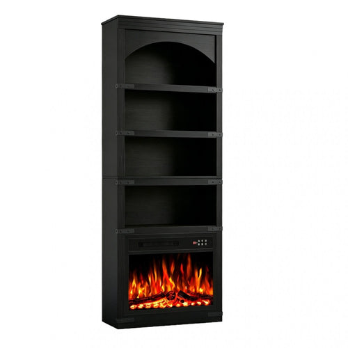 Black Wood Four Tier USB Bookcase - 70-inch