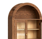 Brown Wood Wall Mounted Glass Panel Inlay Four Door Bathroom Cabinet - 32-inch