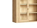 Brown Wood Wall Mounted Glass Panel Inlay Four Door Bathroom Cabinet - 32-inch