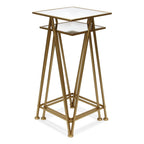 Set of Two Silver and Gold Mirrored Glass and Steel Square Frame Nested Tables