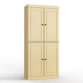 Yellow Solid Wood Free Standing Four Door Linen Cabinet - 32-inch