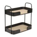 Brown Distressed Metal and Wood Two Tier Etagere Bookcase - 14-inch