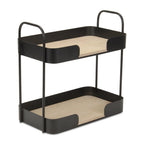 Brown Distressed Metal and Wood Two Tier Etagere Bookcase - 14-inch