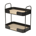 Brown Distressed Metal and Wood Two Tier Etagere Bookcase - 14-inch