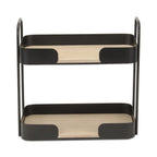Brown Distressed Metal and Wood Two Tier Etagere Bookcase - 14-inch