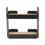 Brown Distressed Metal and Wood Two Tier Etagere Bookcase - 14-inch