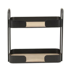 Brown Distressed Metal and Wood Two Tier Etagere Bookcase - 14-inch