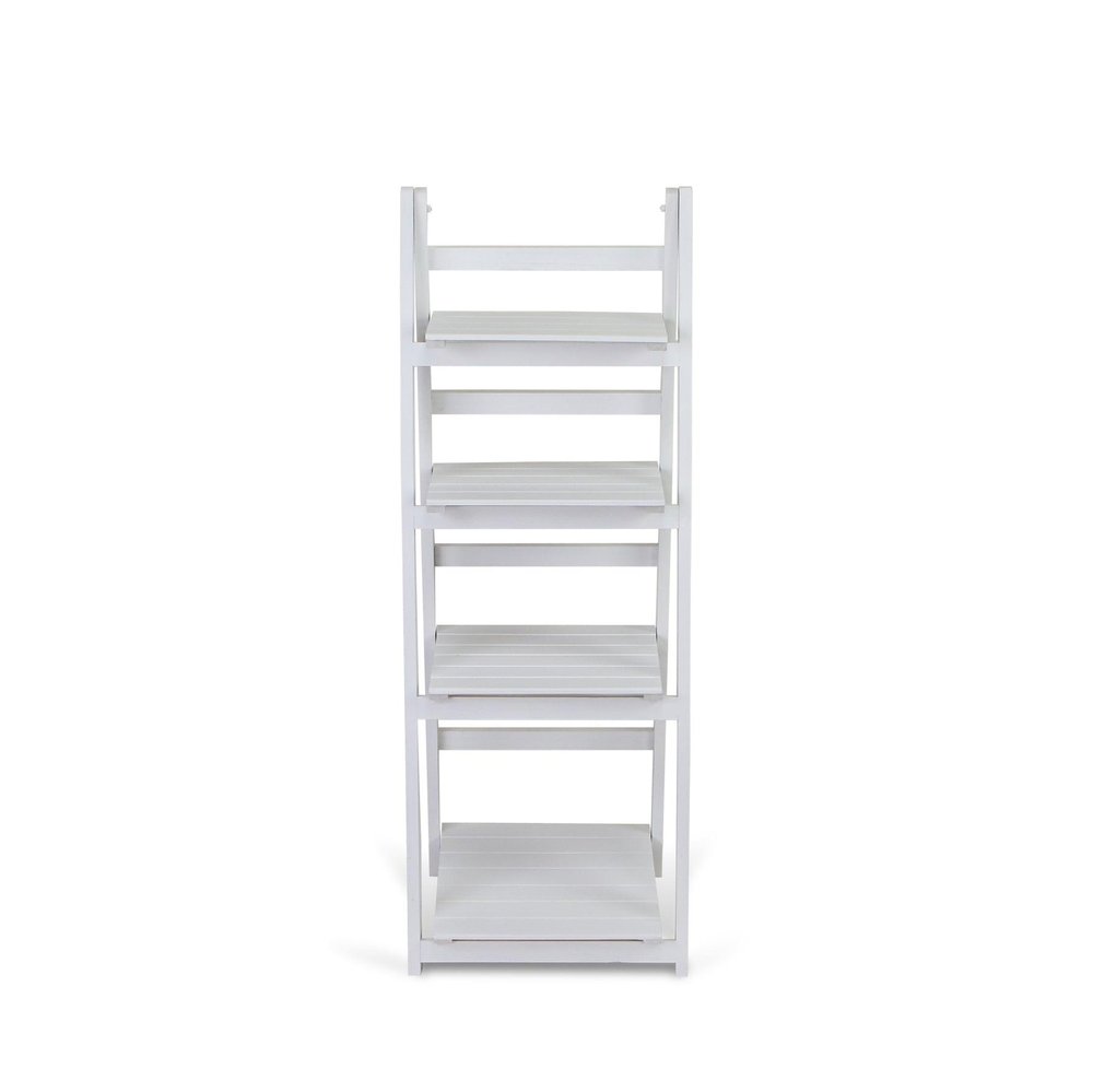 White Distressed Wood Four Tier Step Bookcase - 44-inch