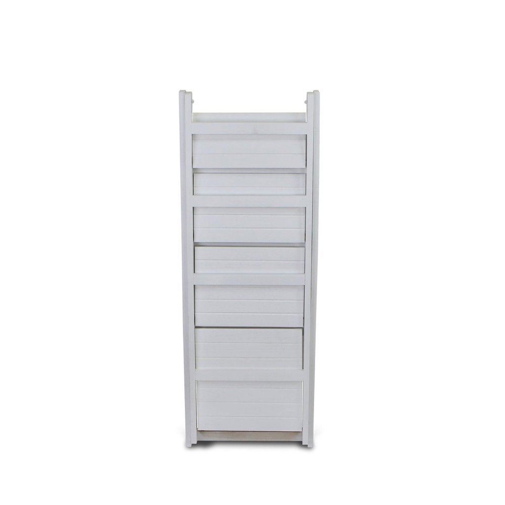 White Distressed Wood Four Tier Step Bookcase - 44-inch