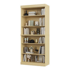 Yellow Solid Wood Adjustable Six Tier Library Bookcase - 72-inch